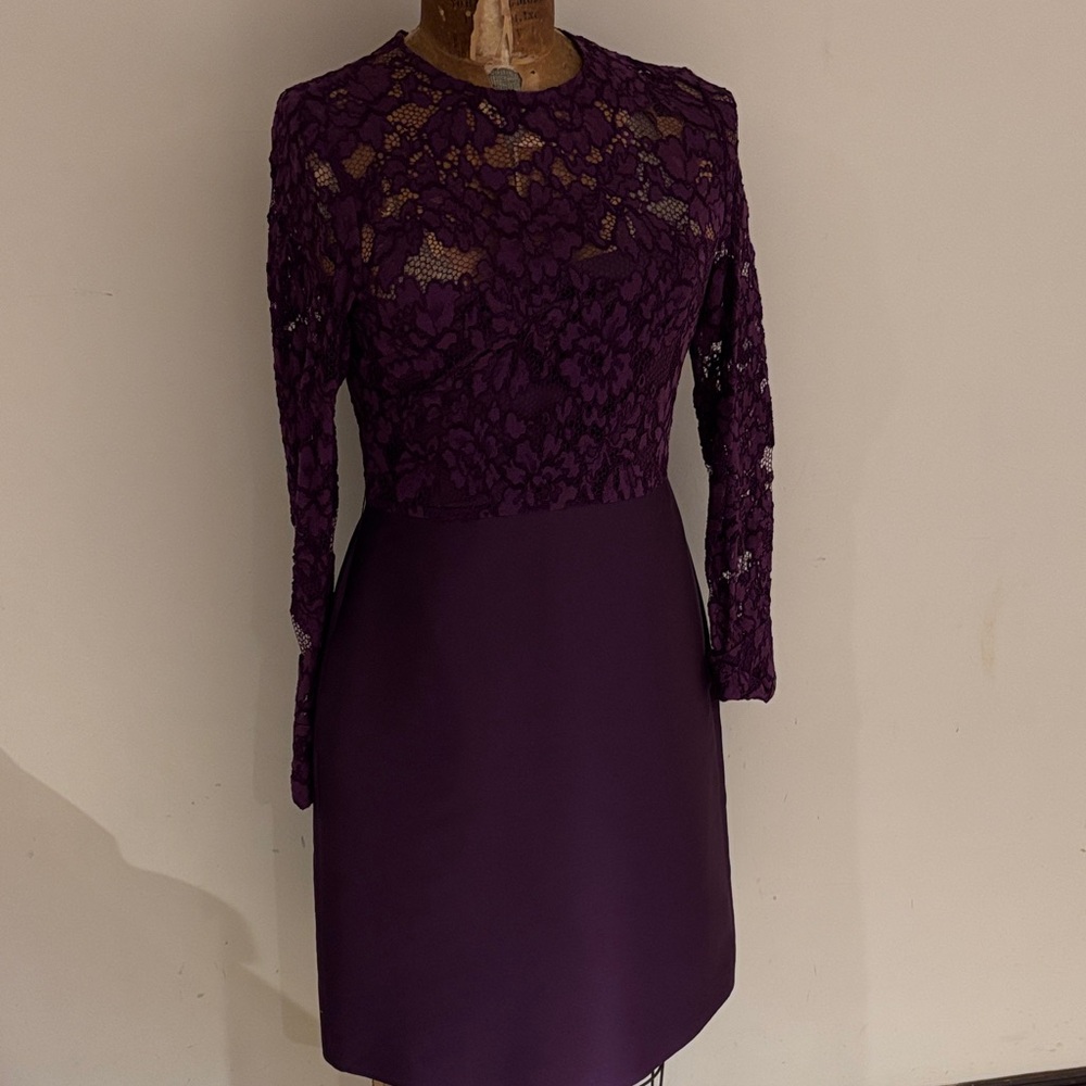 Carolina Herrera Deep Purple Lace Dress